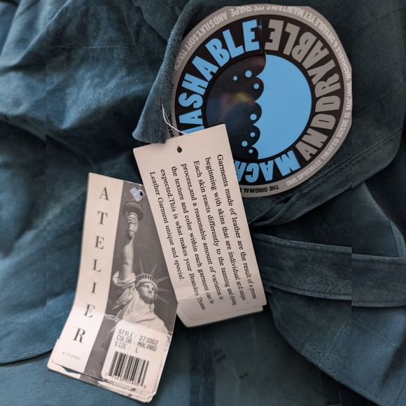 Atelier by B. Thomas 90's Deadstock Green 100% Suede Leather Wrap Top Size Large - Picture 4 of 11